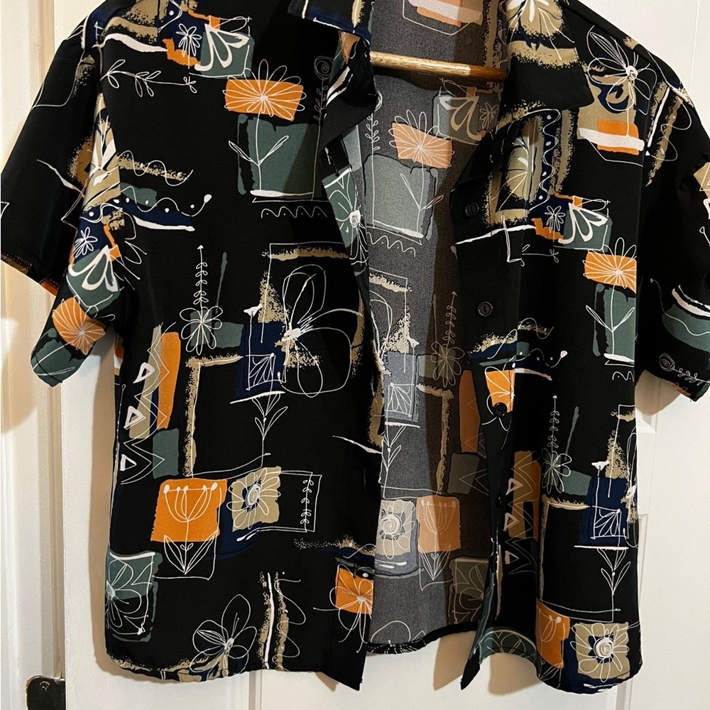 Floral Abstract Black Shirt